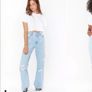 Show me your mumu 90s straight jeans in powder blue. Brand new!